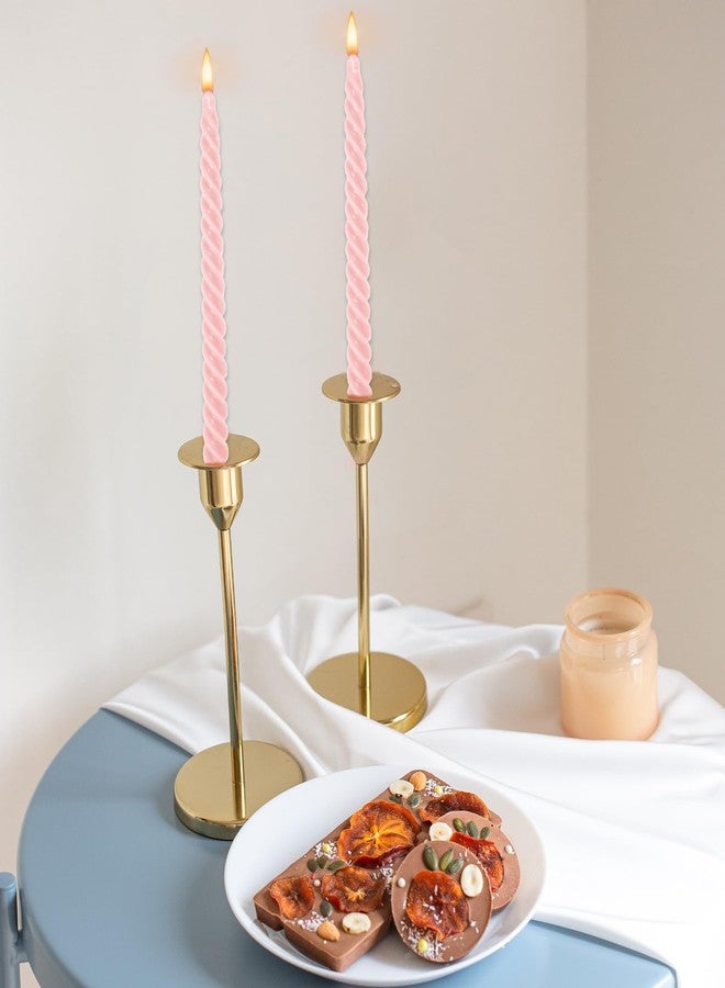 Whaline 8Pcs 10 Inch Baby Pink Spiral Taper Candles Dripless Twisted Wax Candles Long Unscented Candle Sticks for Home Party Dinner Table Supplies - Image 5